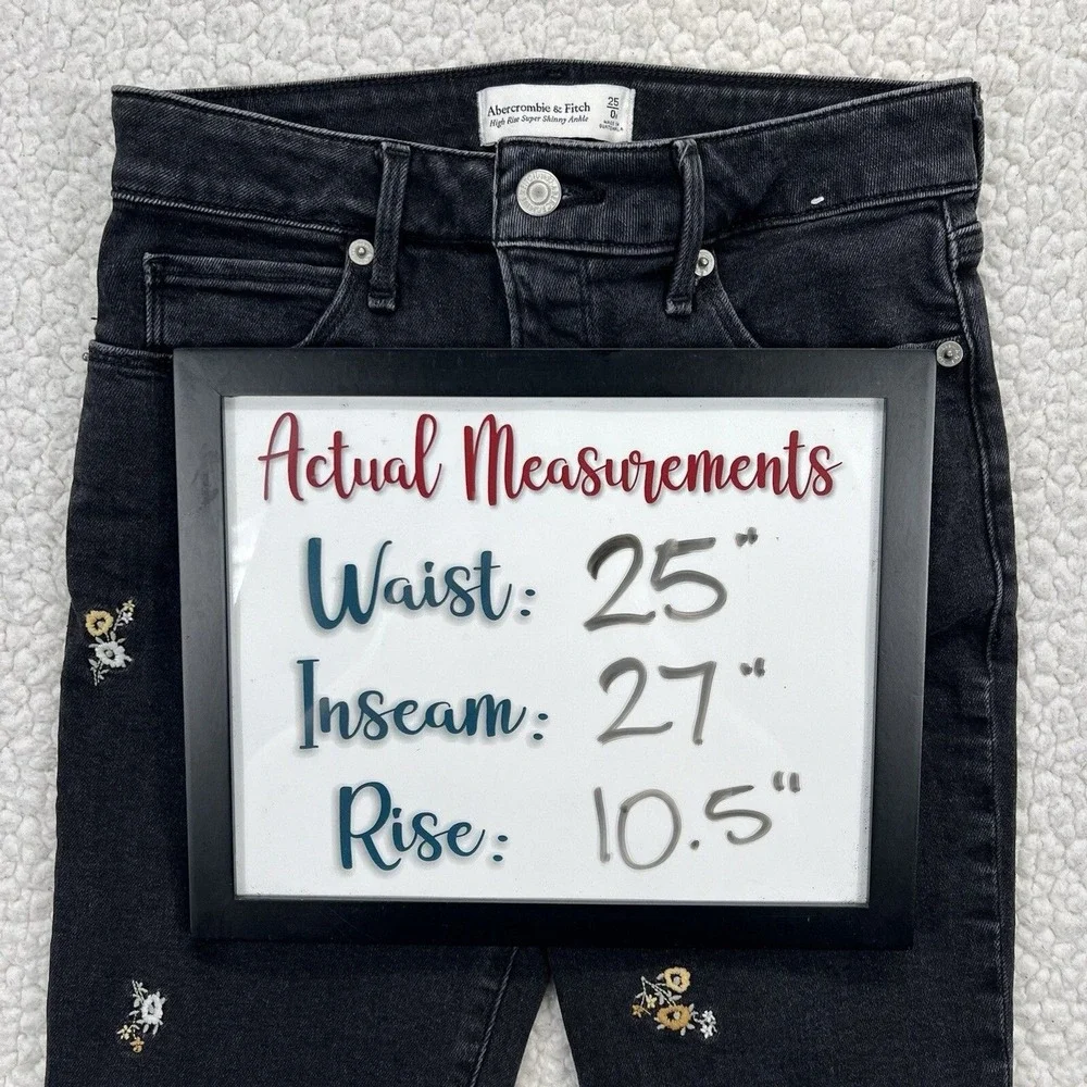 Abercrombie Jeans Women's 25x27 Floral Embroidered‎ High Rise Skinny Boho
